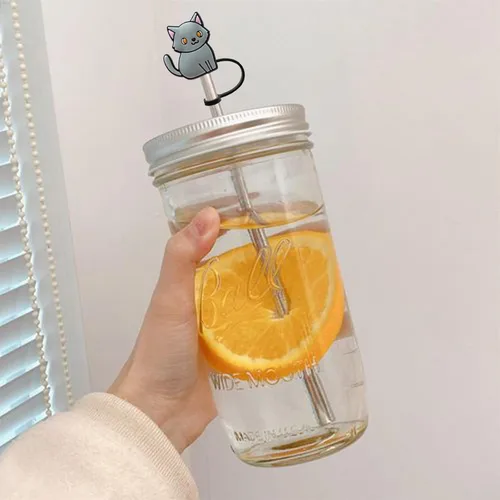 Miniatura 8 de 6 piezas de cubierta de pajita de silicona, popotes reutilizables, toppers para beber, cubiertas lindas, tapa de pajita de gato para topper Stanley