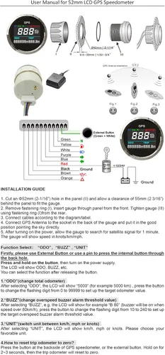 Miniatura 5 de ELING 2 "digital LED GPS velocímetro medidor de velocidad odómetro ajustable para minivan marina ATV UTV auto reemplazo Speedo 12V 24V