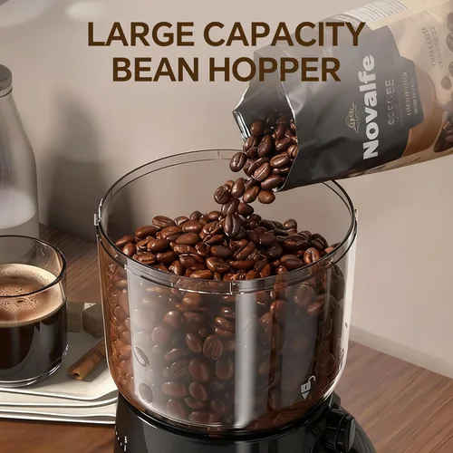 Miniatura 5 de Molinillo de café eléctrico, molinillo de granos de café con rebabas con 30 ajustes de molienda, molinillo de muelas para uso doméstico, pantalla