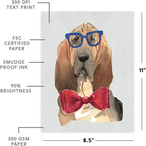 Miniatura 106 de Andaz Press Póster impreso para pared de perro, 8.5 x 11 pulgadas, Bulldog inglés con gafas negras, 1 paquete, regalo de cumpleaños de Navidad, sin