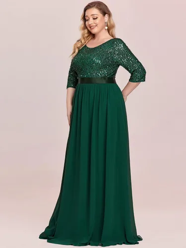 Miniatura 4 de Ever-Pretty 0683-PZ - Vestido largo de noche con lentejuelas y cuello redondo para mujer