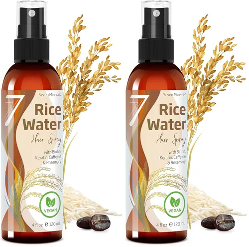 Miniatura 9 de Agua de arroz fermentada para el crecimiento del cabello, infundida con romero, biotina, cafeína, queratina vegana no grasa, espray naturalmente más