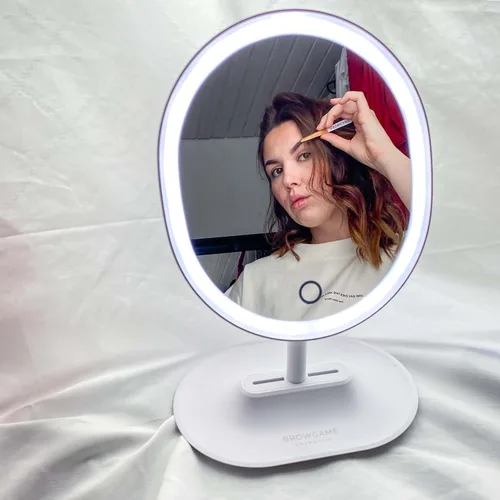 Miniatura 8 de Browgame Espejo de maquillaje iluminado original, espejo con sensor táctil LED; viene con 5 mini accesorios de imán de espejo, tu nuevo accesorio