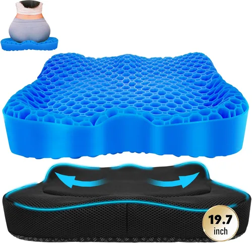 Miniatura 9 de Cojín de Asiento de Gel Refrescante, Diseño de Panal Grueso y Transpirable que Absorbe los Puntos de Presión, Cojín de Gel con Funda Antideslizante
