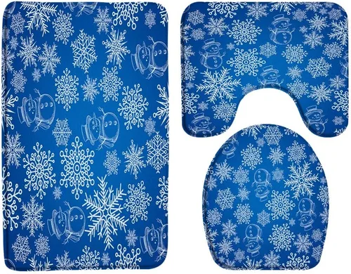 Miniatura 17 de GCTNBJL Juego de 3 alfombrillas de baño de Feliz Navidad, muñeco de nieve, copo de nieve, ramas, árbol, corazón, invierno, vacaciones, rústico