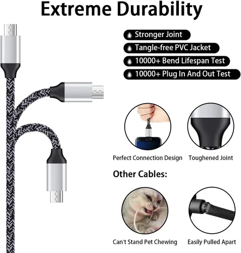 Miniatura 5 de Cubo de carga con cable micro USB, cable de carga rápida compatible con Samsung Galaxy S7/S6/Edge/Active S5 S4 Note 5/4, J7 J3 J2 A7 A10S A10 A6