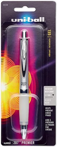 Miniatura 2 de Uni-Ball 207 Premier - Bolígrafo de punta redonda de gel retráctil, 0.028 in, punta media, tinta negra (paquete de 3, negro)