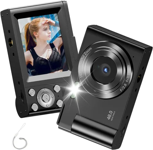 Miniatura 8 de Cámara Digital para Niños, FHD 1080P Apuntar y Disparar Cámara para Niños con Zoom Digital de 16X, Anti-Vibración, Flash, Tarjeta de 32GB, Cámara