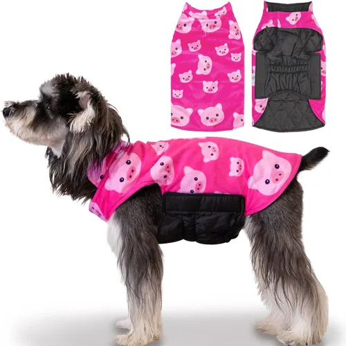 Miniatura 18 de CuteBone - Abrigo de invierno para perros, chaleco reversible impermeable y resistente al viento, chaqueta gruesa ajustable para clima frío