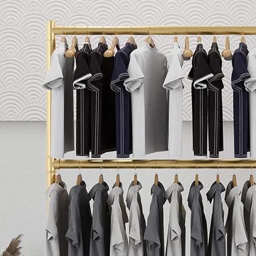 Miniatura 2 de Estante de ropa móvil de pie de 2 capas, estantes organizadores multifuncionales para el hogar, ahorro de espacio