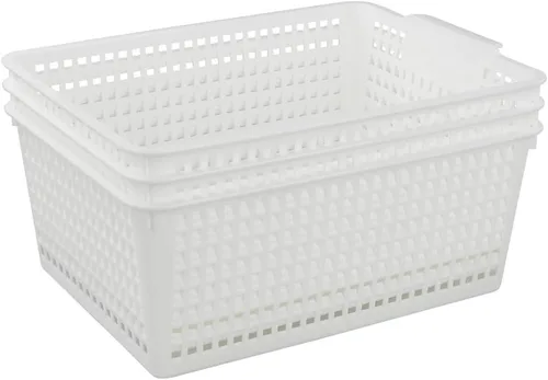 Miniatura 8 de Paquete de 3 contenedores de almacenamiento de plástico para organizar (negro)
