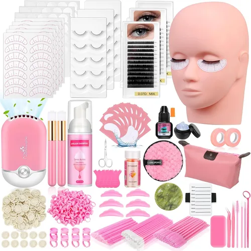 Miniatura 8 de Kit de pestañas para principiantes de extensión de pestañas Kit de extensión de pestañas con cabeza de maniquí de pestañas, Kit de inicio