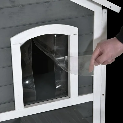 Miniatura 2 de Casa para gatos de 2 pisos al aire libre, recinto de madera resistente a la intemperie