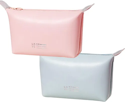 Miniatura 5 de Bolsa de maquillaje de viaje, bolsa de maquillaje de piel sintética, bolsa de cosméticos linda bolsa de maquillaje pequeña para bolso, Azul