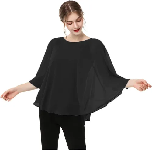 Miniatura 5 de Capas para mujer, chal de gasa casual, capa transparente, chal y envoltura, poncho