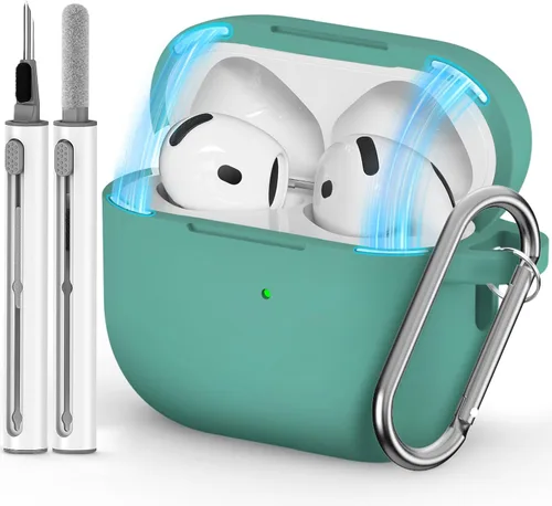 Miniatura 21 de Ljusmicker – Funda para AirPods 4 (2024) con cierre magnético en la tapa y juego de limpieza, funda protectora de silicona suave para Apple AirPods