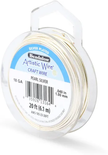 Miniatura 93 de Artistic Wire, alambre para manualidades de calibre 22 bañado en plata, resistente a las manchas, color cobre, blanco, 9,1 m