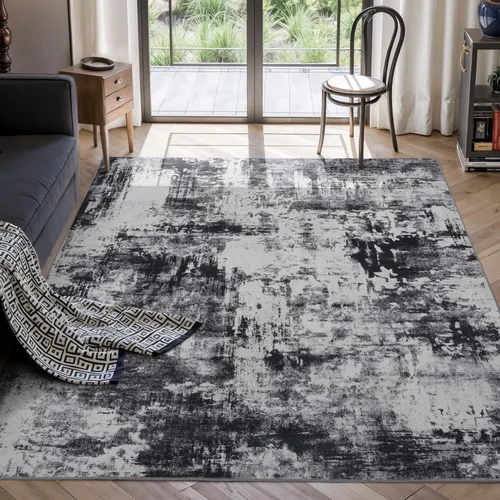 Miniatura 29 de Rugflix Alfombras de área de 8 x 10 pies para sala de estar, alfombra grande lavable, resistente a las manchas, pelo bajo, alfombra oscura moderna