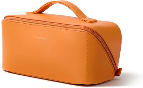 Miniatura 26 de EACHY Bolsa de Maquillaje de Viaje, Bolsas de Cosméticos de Gran Capacidad para Mujeres, Bolsa Portátil Impermeable que se Abre Plana, Bolsa de Aseo