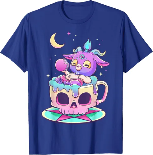 Miniatura 20 de Kawaii Pastel Goth Cute espeluznante Pentáculo Baphomet - Camiseta de cabra, Negro