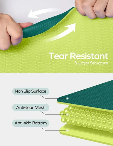 Miniatura 4 de Ewedoos Tapete de yoga antideslizante de elastómero termoplástico, tapete de ejercicio ecológico para yoga, pilates y ejercicio de piso, tapete