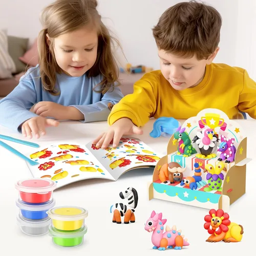 Miniatura 4 de Kit de arcilla seca Drama Planet para niños - 18 latas de arcilla para modelar, guía de 46 páginas con 26 tutoriales de personajes, gran regalo