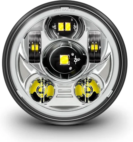 TRUE MODS 5.75" 5-3/4 Harley LED Faro para Harley Davidson [Acabado Cromado] Faro LED Redondo para Motocicleta para Dyna Street Bob Super Wide Glide