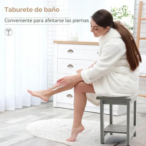 Miniatura 3 de LUE BONA HDPS Bancos de ducha para ducha interior, taburete de ducha gris para afeitarse las piernas con estante, asiento de ducha impermeable