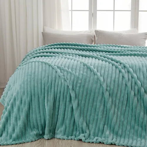 Miniatura 91 de NEWCOSPLAY Manta de Tiro Súper Suave Aqua Franela Sedosa Premium Forro Polar Jacquard Acanalado 3D Ligero Manta de Cama Uso en Todas las Estaciones