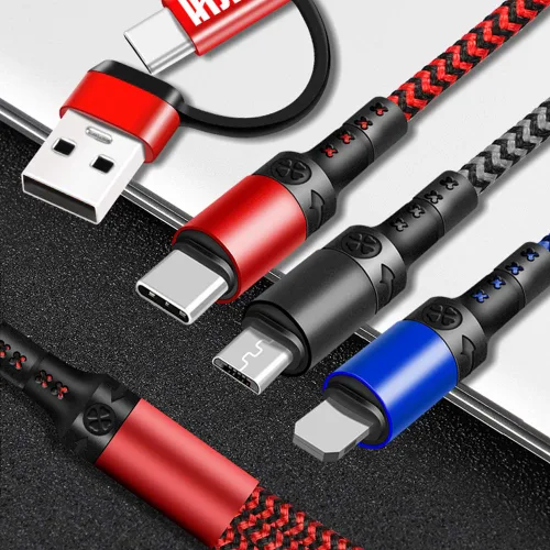 Miniatura 5 de Travel Essentials, cable de carga múltiple USB C [3 unidades de 4 pies] 6 en 1 USB A/C a USB C/Micro USB, cable de carga múltiple para teléfono