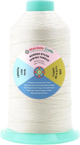Miniatura 372 de Mandala Crafts - Hilo de nailon para coser cuero, tapicería, mezclilla y para trenzar el pelo; resistente, 1500 yardas, tamaño 69 T70 Marrón