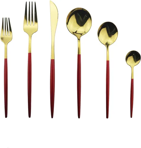 Miniatura 21 de JASHII Juego de cubiertos de acero inoxidable de 24 piezas con acabado brillante para 4 personas, cuchillo de cena, tenedor, cuchara, tenedor