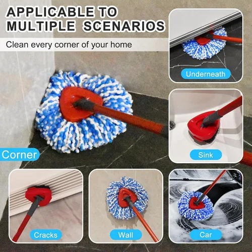 Miniatura 8 de Mango de fregona de repuesto para cabezal de fregona y cepillo de base de trapeador para O Cedar EasyWring sistema de 2 tanques incluye 3 cabezales