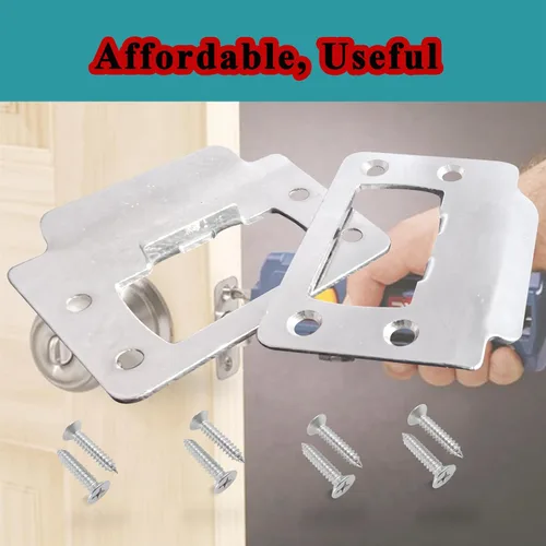 Miniatura 3 de Plaquita de Restaurador de Pestillo de Puerta de 2-1/4" por 1-3/4" para Puertas, 2 PIEZAS de Hardware Universal para Cerradura de Puerta con Níquel