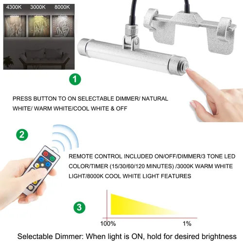 Miniatura 16 de LUXSWAY - Iluminación LED inalámbrica para marcos de fotos, iluminación recargable para exhibición de arte, clip para cuadros, luces para sobre