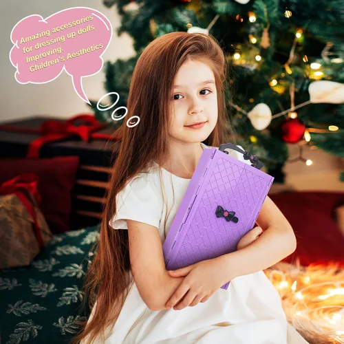Miniatura 5 de K.T. Fancy 83 piezas de muñecas y accesorios con armario morado para muñeca de 29.2 cm, set de vestuario que incluye armario, zapatos, billetera
