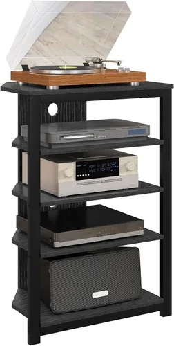 Miniatura 10 de HOMCOM Soporte multimedia con estante de audio de 4 niveles, estante de esquina para medios AV con gestión de cables para reproductores de DVD
