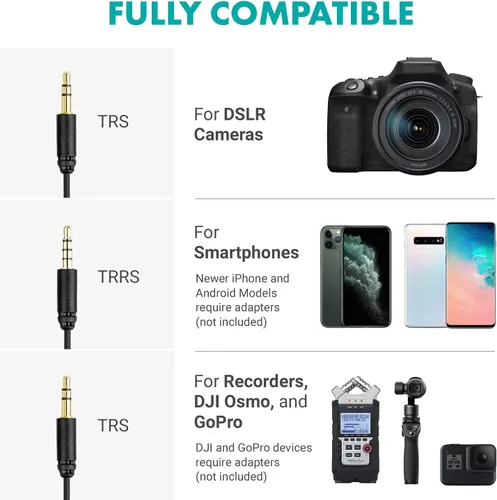Miniatura 7 de Movo VXR10 Micrófono Shotgun Universal para Cámara - Micrófono de Cámara para DSLR, iPhone y Teléfonos Inteligentes Android - Compatible con Cámaras