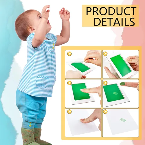 Miniatura 3 de Juego de 12 almohadillas de tinta para huellas de manos y huellas de bebé, kit de almohadillas de tinta de sello de huellas de perro Clean Touch