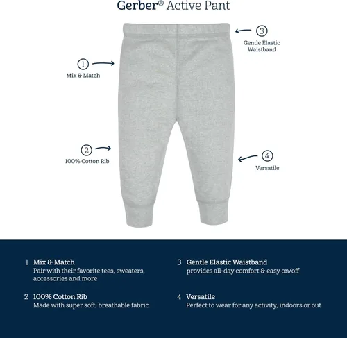 Miniatura 6 de Gerber Baby Girls' Toddler Multi-Pack Premium Pants Leggings