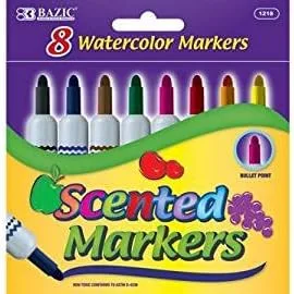 BAZIC - Marcador de acuarela gigante perfumado de 8 colores, paquete de 24 unidades