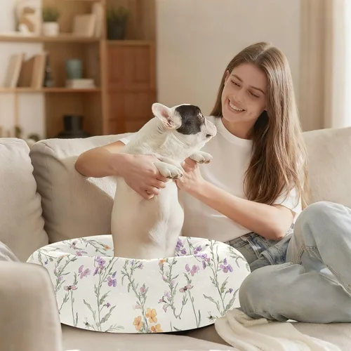 Miniatura 8 de Pet Dog Beds Anti-Slip Fluffy Dog & Cat Cushion for Small Size Pets Sleeping S Retro Snapdragon Neutral