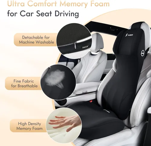 Miniatura 4 de FLORICH Cojín para Asiento de Automóvil y Almohada de Reposacabezas con Soporte Lumbar de Espuma Viscoelástica Cojín Ergonómico para Automóvil