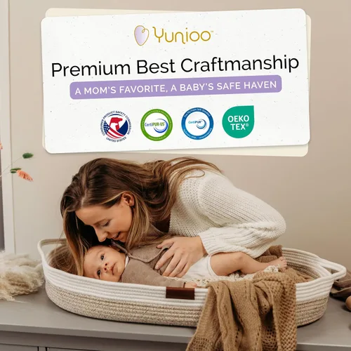 Miniatura 6 de Yunioo Cesta cambiadora de bebé, cambiador de pañales portátil, cesta de moisés para recién nacidos, cambiador para guardería de bebé, cubierta