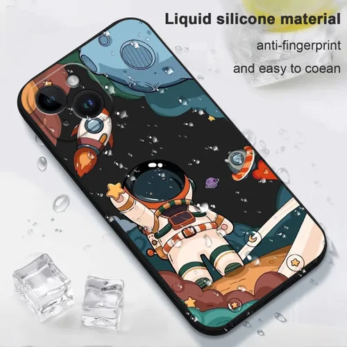 Miniatura 6 de LEECG Funda para iPhone 14 con Patrón de Flores de Mariposa de Astronauta, Forro de Microfibra Suave Anti-Rayones en el Interior, Cubierta