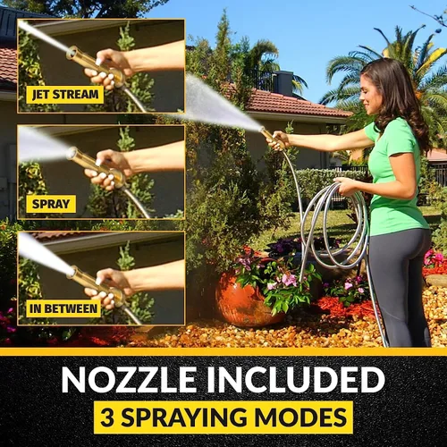 Miniatura 6 de Manguera de jardín de acero inoxidable Bionic Steel de 75 pies Ultra duradera Sin torceduras Con accesorios de latón Paquete de 2