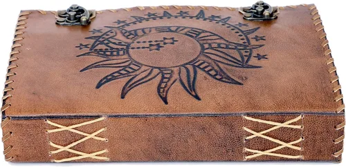 Miniatura 5 de Sun & Moon - Diario en relieve, 220 páginas hechas a mano con borde deckle borde, diario vintage, diario de sol y luna, cuaderno de bocetos