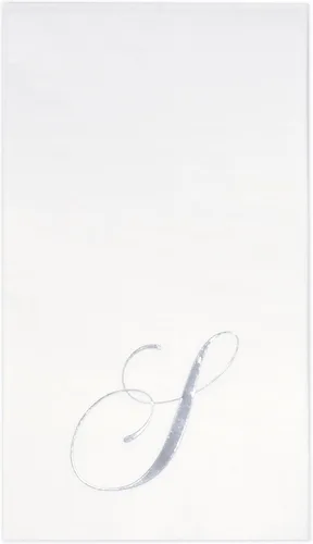 Miniatura 13 de Gift Boutique - 100 servilletas de invitados con monograma plateado en blanco, paquete de papel desechable con la letra B, elegante servilleta