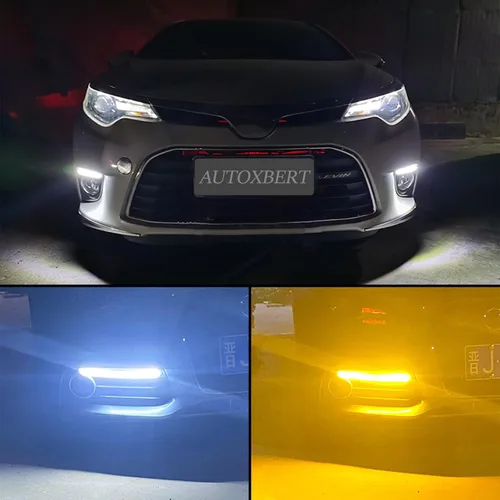 Miniatura 6 de AUTOXBERT Tira de luz LED de circulación diurna para automóvil, 2 luces de señal de giro DRL para parachoques delantero de automóvil, 13.6 pulgadas