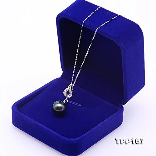 Miniatura 6 de jyx plata de ley 11,5mm. negro perlas cultivadas de Tahití colgante collar punteado con brillante zirocns